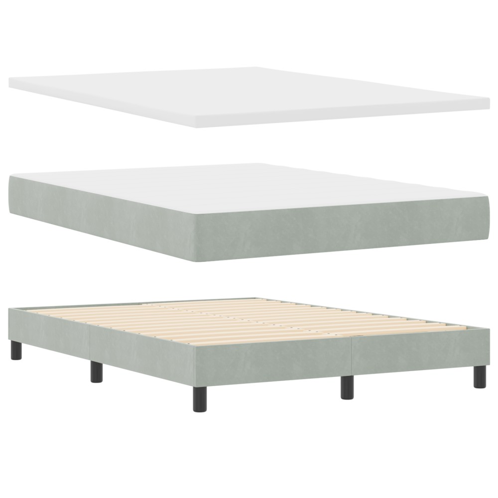 Pat cu saltea vidaXL Gri deschis 140x200 cm Catifea