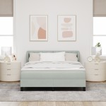 Pat cu saltea vidaXL Gri deschis 140x200 cm Catifea Pat cu saltea vidaXL Gri deschis 140x200 cm Catifea