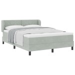 Pat cu saltea vidaXL Light Grey 160x200 cm Catifea Pat cu saltea vidaXL Light Grey 160x200 cm Catifea