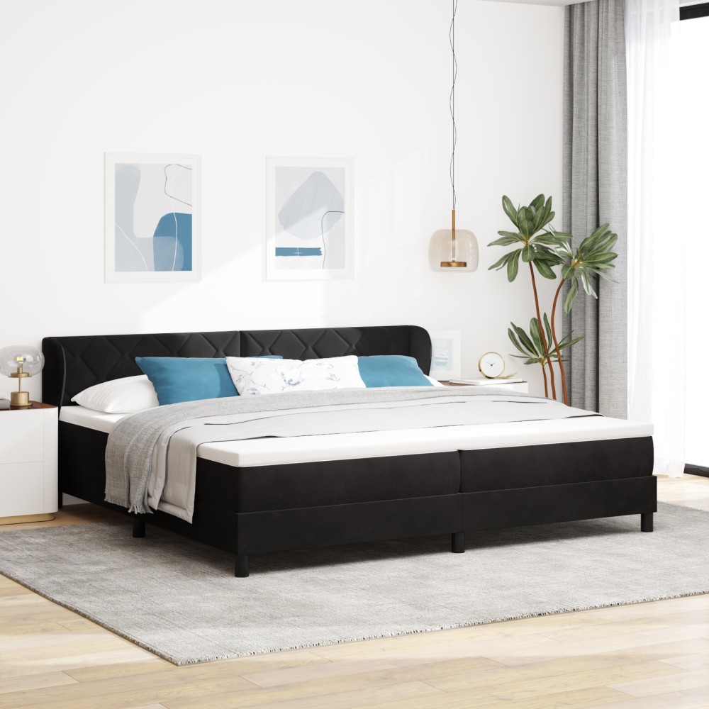 vidaXL Pat cu saltea cu arcuri Gri închis 80x200 cm Catifea Negru