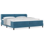 Pat cu saltea vidaXL cu capă de pat albastru închis 200x200 cm din catifea Pat cu saltea vidaXL cu capă de pat albastru închis 200x200 cm din catifea