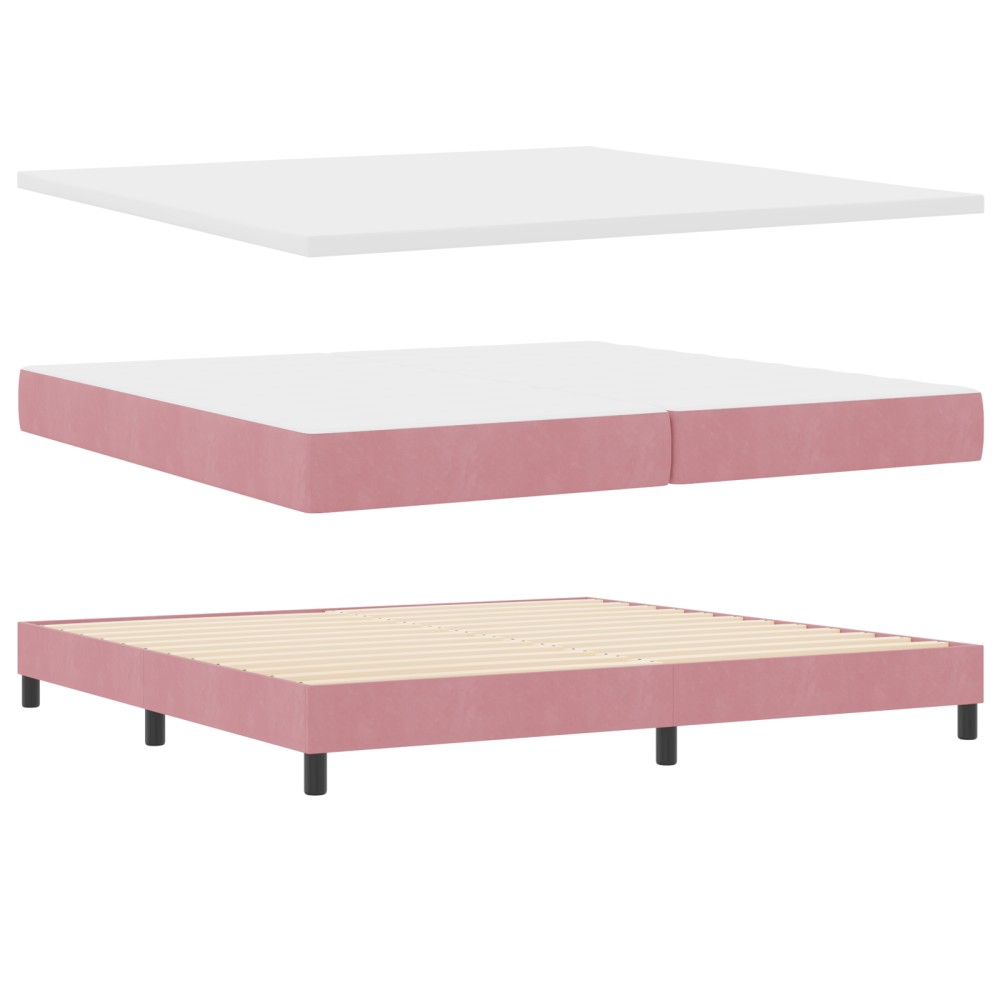 vidaXL Pat cu saltea cu arcuri Gri închis 80x200 cm Catifea Roz