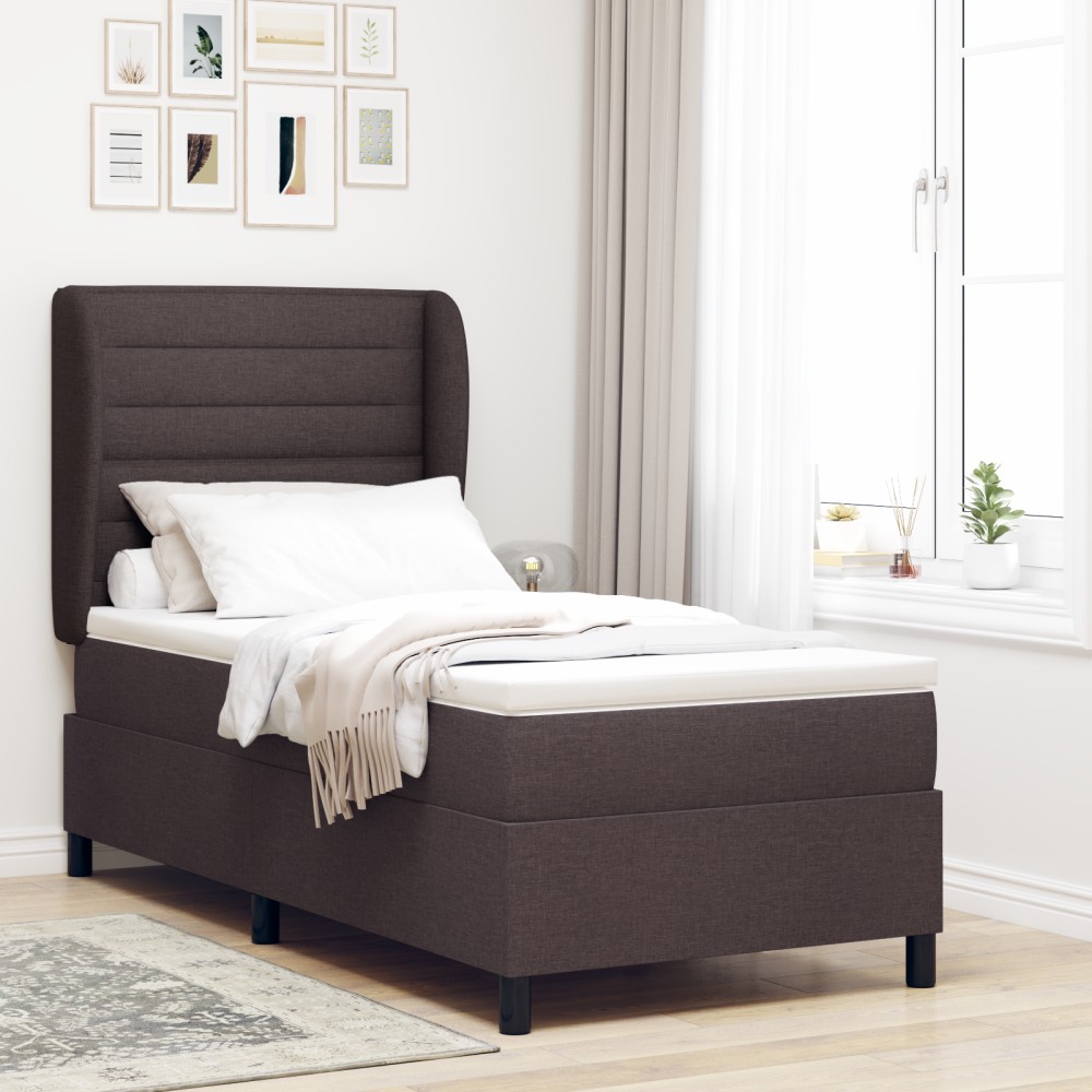 vidaXL Pat cu arcuri cu saltea Maro închis 80 x 200 cm țesătură