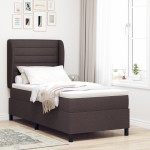 vidaXL Pat cu arcuri cu saltea Maro închis 80 x 200 cm țesătură vidaXL Pat cu arcuri cu saltea Maro închis 80 x 200 cm țesătură
