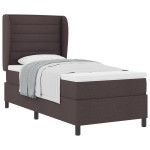 vidaXL Pat cu arcuri cu saltea Maro închis 90 x 200 cm țesătură vidaXL Pat cu arcuri cu saltea Maro închis 90 x 200 cm țesătură