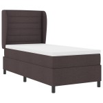 vidaXL Pat cu arcuri cu saltea Maro închis 90 x 200 cm țesătură vidaXL Pat cu arcuri cu saltea Maro închis 90 x 200 cm țesătură