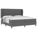 vidaXL Pat cu arcuri cu saltea Gri închis 200 x 200 cm țesătură vidaXL Pat cu arcuri cu saltea Gri închis 200 x 200 cm țesătură