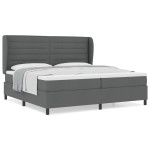 vidaXL Pat cu arcuri cu saltea Gri închis 200 x 200 cm țesătură vidaXL Pat cu arcuri cu saltea Gri închis 200 x 200 cm țesătură