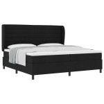 vidaXL Pat cu arcuri cu saltea Negru 200 x 200 cm țesătură vidaXL Pat cu arcuri cu saltea Negru 200 x 200 cm țesătură