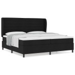 vidaXL Pat cu arcuri cu saltea Negru 200 x 200 cm țesătură vidaXL Pat cu arcuri cu saltea Negru 200 x 200 cm țesătură