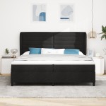 vidaXL Pat cu arcuri cu saltea Negru 200 x 200 cm țesătură vidaXL Pat cu arcuri cu saltea Negru 200 x 200 cm țesătură