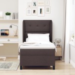 vidaXL Pat cu arcuri cu saltea Maro închis 90 x 200 cm țesătură vidaXL Pat cu arcuri cu saltea Maro închis 90 x 200 cm țesătură