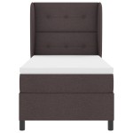 vidaXL Pat cu arcuri cu saltea Maro închis 90 x 200 cm țesătură vidaXL Pat cu arcuri cu saltea Maro închis 90 x 200 cm țesătură