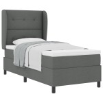 vidaXL Pat cu arcuri cu saltea Gri închis 100 x 200 cm țesătură vidaXL Pat cu arcuri cu saltea Gri închis 100 x 200 cm țesătură