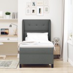 vidaXL Pat cu arcuri cu saltea Gri închis 100 x 200 cm țesătură vidaXL Pat cu arcuri cu saltea Gri închis 100 x 200 cm țesătură