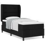 vidaXL Pat cu arcuri cu saltea Negru 100 x 200 cm țesătură vidaXL Pat cu arcuri cu saltea Negru 100 x 200 cm țesătură