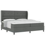vidaXL Pat cu arcuri cu saltea Gri închis 200 x 200 cm țesătură vidaXL Pat cu arcuri cu saltea Gri închis 200 x 200 cm țesătură