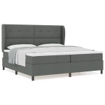 vidaXL Pat cu arcuri cu saltea Gri închis 200 x 200 cm țesătură vidaXL Pat cu arcuri cu saltea Gri închis 200 x 200 cm țesătură