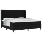vidaXL Pat cu arcuri cu saltea Negru 200 x 200 cm țesătură vidaXL Pat cu arcuri cu saltea Negru 200 x 200 cm țesătură