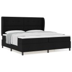 vidaXL Pat cu arcuri cu saltea Negru 200 x 200 cm țesătură vidaXL Pat cu arcuri cu saltea Negru 200 x 200 cm țesătură
