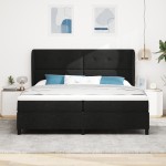 vidaXL Pat cu arcuri cu saltea Negru 200 x 200 cm țesătură vidaXL Pat cu arcuri cu saltea Negru 200 x 200 cm țesătură