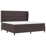 vidaXL Pat cu arcuri cu saltea Maro închis 200 x 200 cm țesătură vidaXL Pat cu arcuri cu saltea Maro închis 200 x 200 cm țesătură