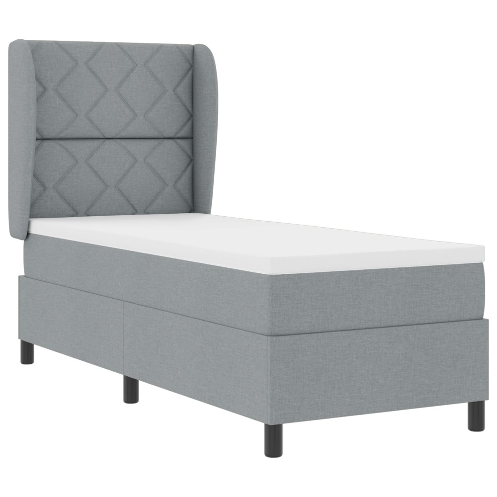 vidaXL Pat cu arcuri cu saltea Gri deschis 80 x 200 cm țesătură