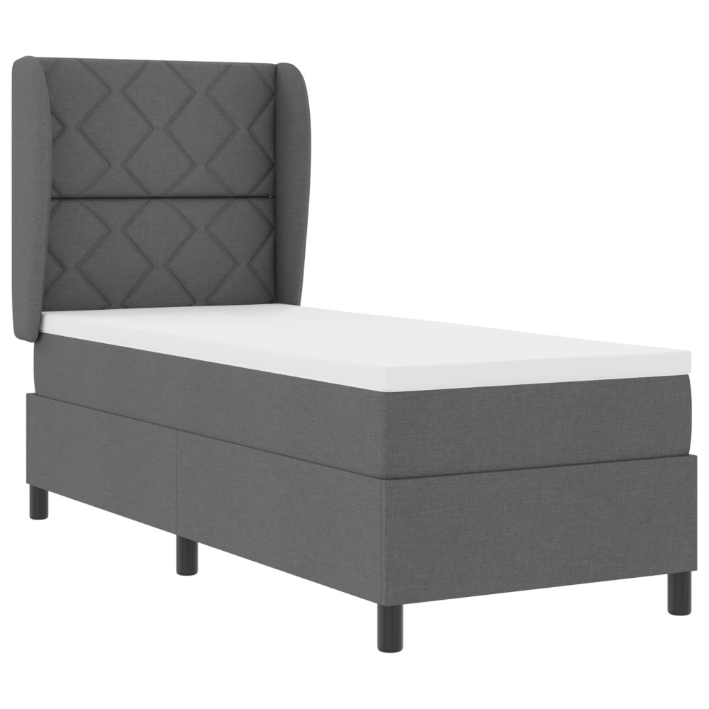 vidaXL Pat cu arcuri cu saltea Gri închis 80 x 200 cm țesătură