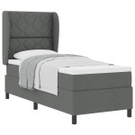 vidaXL Pat cu arcuri cu saltea Gri închis 80 x 200 cm țesătură vidaXL Pat cu arcuri cu saltea Gri închis 80 x 200 cm țesătură