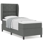 vidaXL Pat cu arcuri cu saltea Gri închis 80 x 200 cm țesătură vidaXL Pat cu arcuri cu saltea Gri închis 80 x 200 cm țesătură