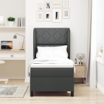 vidaXL Pat cu arcuri cu saltea Gri închis 80 x 200 cm țesătură vidaXL Pat cu arcuri cu saltea Gri închis 80 x 200 cm țesătură
