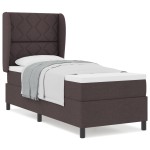 vidaXL Pat cu arcuri cu saltea Maro închis 80 x 200 cm țesătură vidaXL Pat cu arcuri cu saltea Maro închis 80 x 200 cm țesătură