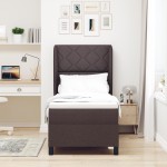 vidaXL Pat cu arcuri cu saltea Maro închis 80 x 200 cm țesătură vidaXL Pat cu arcuri cu saltea Maro închis 80 x 200 cm țesătură