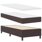 vidaXL Pat cu arcuri cu saltea Maro închis 80 x 200 cm țesătură vidaXL Pat cu arcuri cu saltea Maro închis 80 x 200 cm țesătură