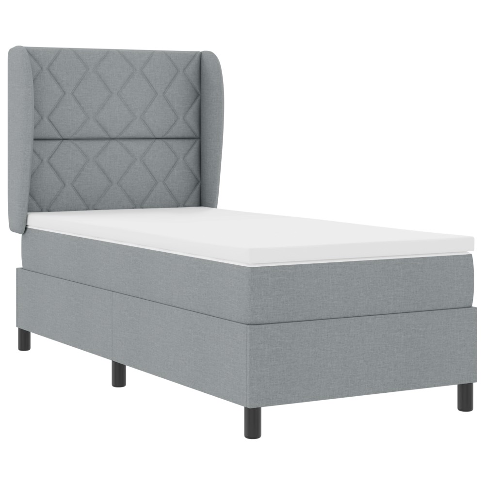 vidaXL Pat cu arcuri cu saltea Gri deschis 90 x 190 cm țesătură