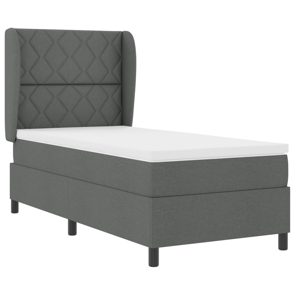 vidaXL Pat cu arcuri cu saltea Gri închis 90 x 190 cm țesătură