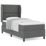 vidaXL Pat cu arcuri cu saltea Gri închis 90 x 190 cm țesătură vidaXL Pat cu arcuri cu saltea Gri închis 90 x 190 cm țesătură