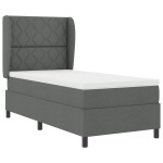 vidaXL Pat cu arcuri cu saltea Gri închis 90 x 200 cm țesătură vidaXL Pat cu arcuri cu saltea Gri închis 90 x 200 cm țesătură