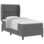 vidaXL Pat cu arcuri cu saltea Gri închis 90 x 200 cm țesătură vidaXL Pat cu arcuri cu saltea Gri închis 90 x 200 cm țesătură