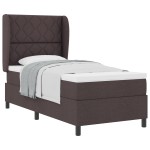 vidaXL Pat cu arcuri cu saltea Maro închis 90 x 200 cm țesătură vidaXL Pat cu arcuri cu saltea Maro închis 90 x 200 cm țesătură