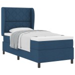 vidaXL Pat cu arcuri cu saltea albastru 90 x 200 cm țesătură vidaXL Pat cu arcuri cu saltea albastru 90 x 200 cm țesătură