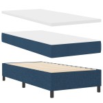 vidaXL Pat cu arcuri cu saltea albastru 90 x 200 cm țesătură