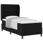 vidaXL Pat cu arcuri cu saltea Negru 100 x 200 cm țesătură vidaXL Pat cu arcuri cu saltea Negru 100 x 200 cm țesătură