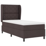 vidaXL Pat cu arcuri cu saltea Maro închis 100 x 200 cm țesătură vidaXL Pat cu arcuri cu saltea Maro închis 100 x 200 cm țesătură