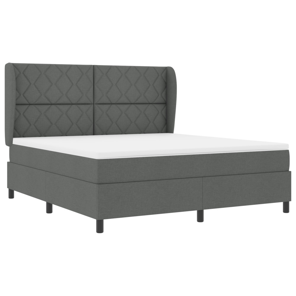 vidaXL Pat cu arcuri cu saltea Gri închis 180 x 200 cm țesătură