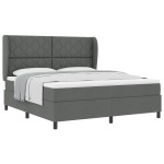 vidaXL Pat cu arcuri cu saltea Gri închis 180 x 200 cm țesătură vidaXL Pat cu arcuri cu saltea Gri închis 180 x 200 cm țesătură