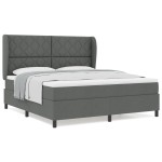 vidaXL Pat cu arcuri cu saltea Gri închis 180 x 200 cm țesătură vidaXL Pat cu arcuri cu saltea Gri închis 180 x 200 cm țesătură