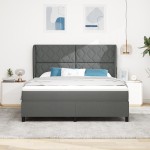 vidaXL Pat cu arcuri cu saltea Gri închis 180 x 200 cm țesătură vidaXL Pat cu arcuri cu saltea Gri închis 180 x 200 cm țesătură