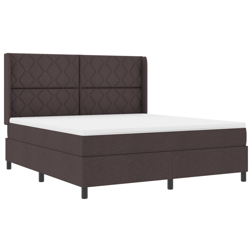 vidaXL Pat cu arcuri cu saltea Maro închis 180 x 200 cm țesătură