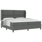 vidaXL Pat cu arcuri cu saltea Gri închis 200 x 200 cm țesătură vidaXL Pat cu arcuri cu saltea Gri închis 200 x 200 cm țesătură